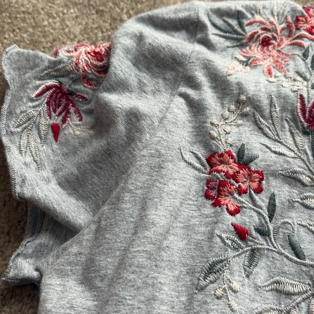 Gray Floral Embroidered Women's Top - Picture 2 of 5